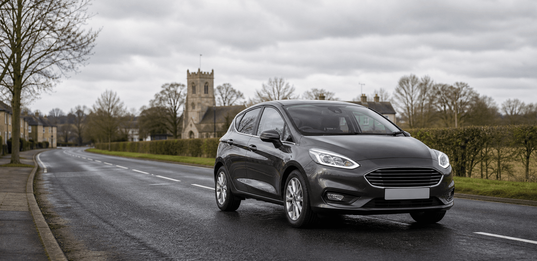 Compact hire car ready for practical travel around Royston